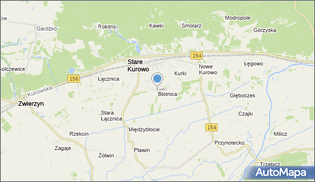 mapa Błotnica, Błotnica gmina Stare Kurowo na mapie Targeo